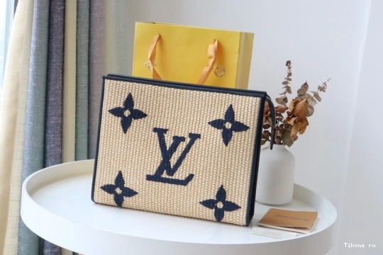 Affordable Raffia Pouch Toiletry Monogram VUITTON LOUIS 0806